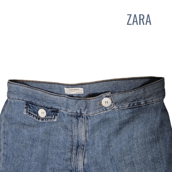 ZARA Woman Premium Denim Collection Cropped  High Rise Flare Jean - Picture 5 of 6